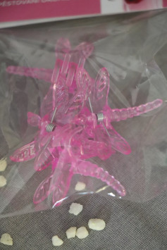 Klips Vážka Rosteto - růžový 4 ks