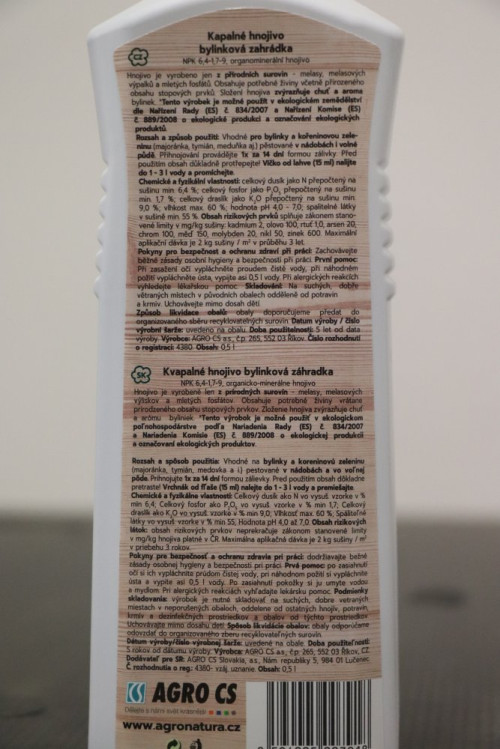 detail NATURA Org. kapal. hnoj. bylinková zahrádka 0,5 L