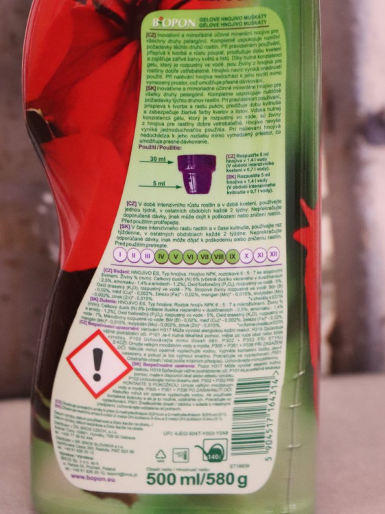 detail Bopon gelový - muškáty 500 ml BROS