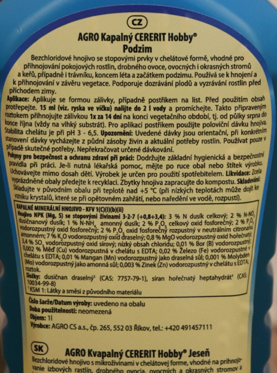 detail Agro Cererit Hobby Podzim kapalný 1L