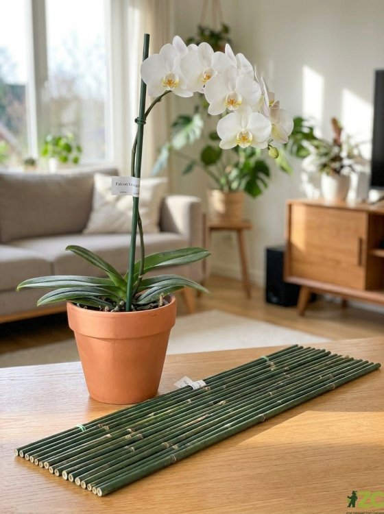 detail Tyčka k orchideji 6mm, 70 cm - 10 ks bambus zelená