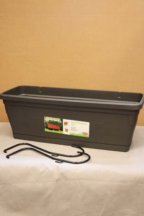 detail Truhlík na květiny PRIMAVERA s háky 50 - antracit