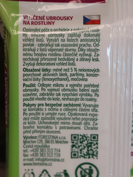 detail Vlhčené ubrousky na rostliny - 15 ks