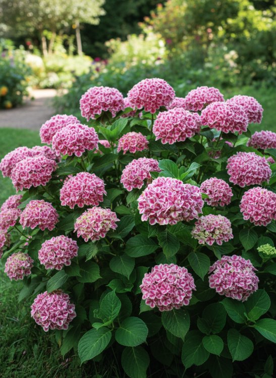 detail Hortenzie velkolistá 'Peppermint'